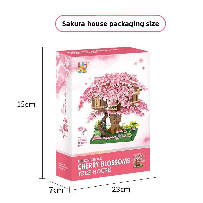 Micro Particle Building Blocks Set Featuring Sakura Tree For Kids Creative Building And Learning