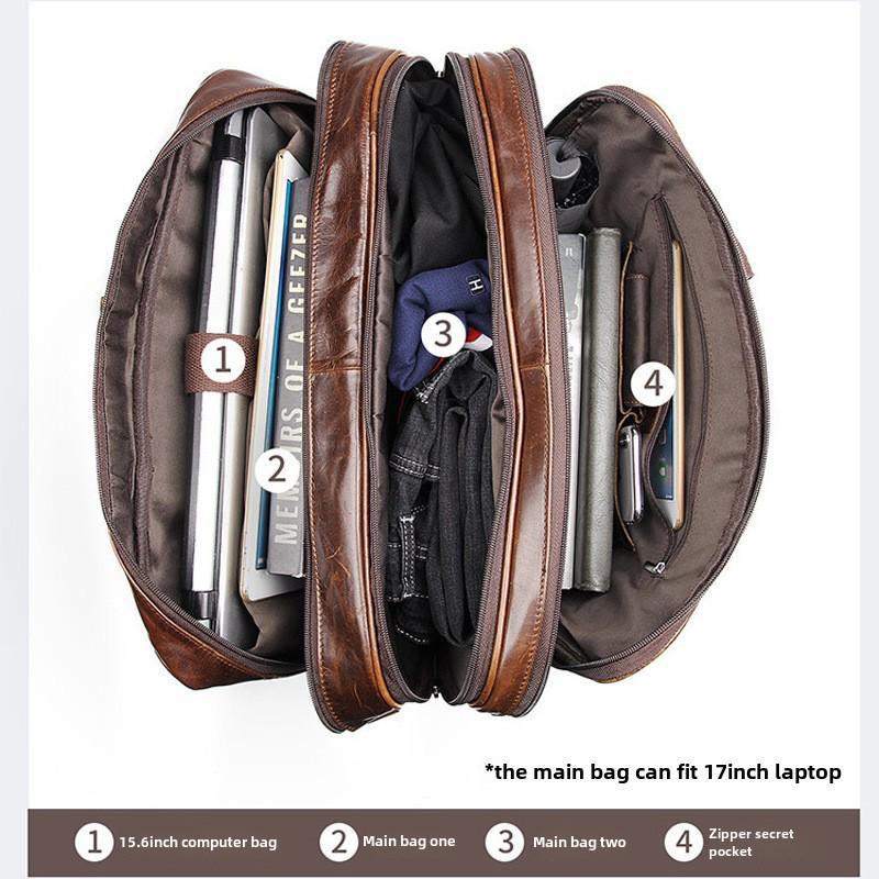 Мужской деловой портфель Jiameida Retro из натуральной кожи - большая вместительная сумка для ноутбука