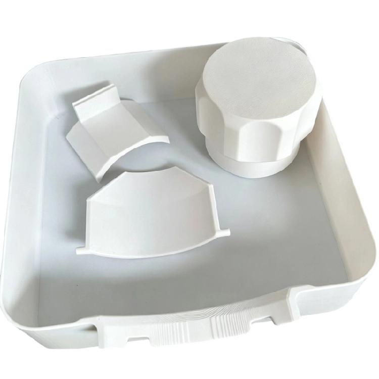 High-Side Washer Tray for Laundry Room Moisture Control, Washing Machine Drain Pan Set in White Molded Plastic