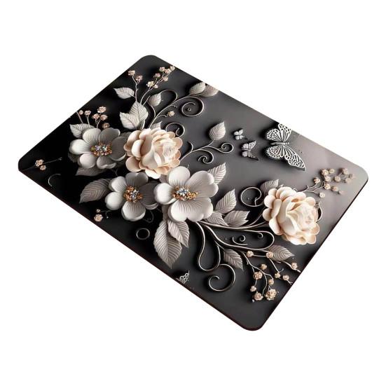 3D Floral Placemat Diatomaceous Earth Absorbent Flower Placemat Non-slip Decorative Heat Insulation Mat for Dining Table Home Decor