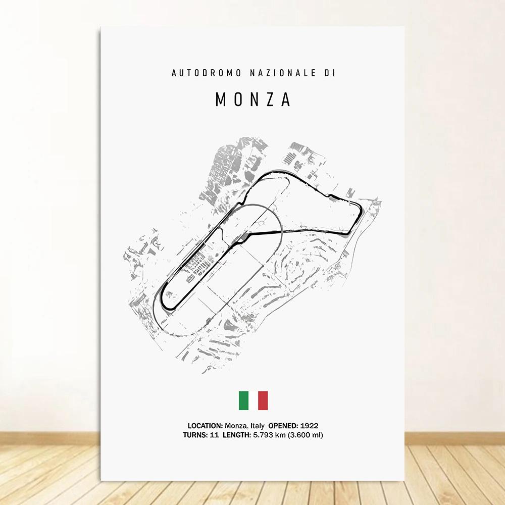 Classic Black And White Vintage Wall Art Formula 1 Imola Monaco Monza Circuit HD Oil On Canvas Posters And Home Decor Gifts