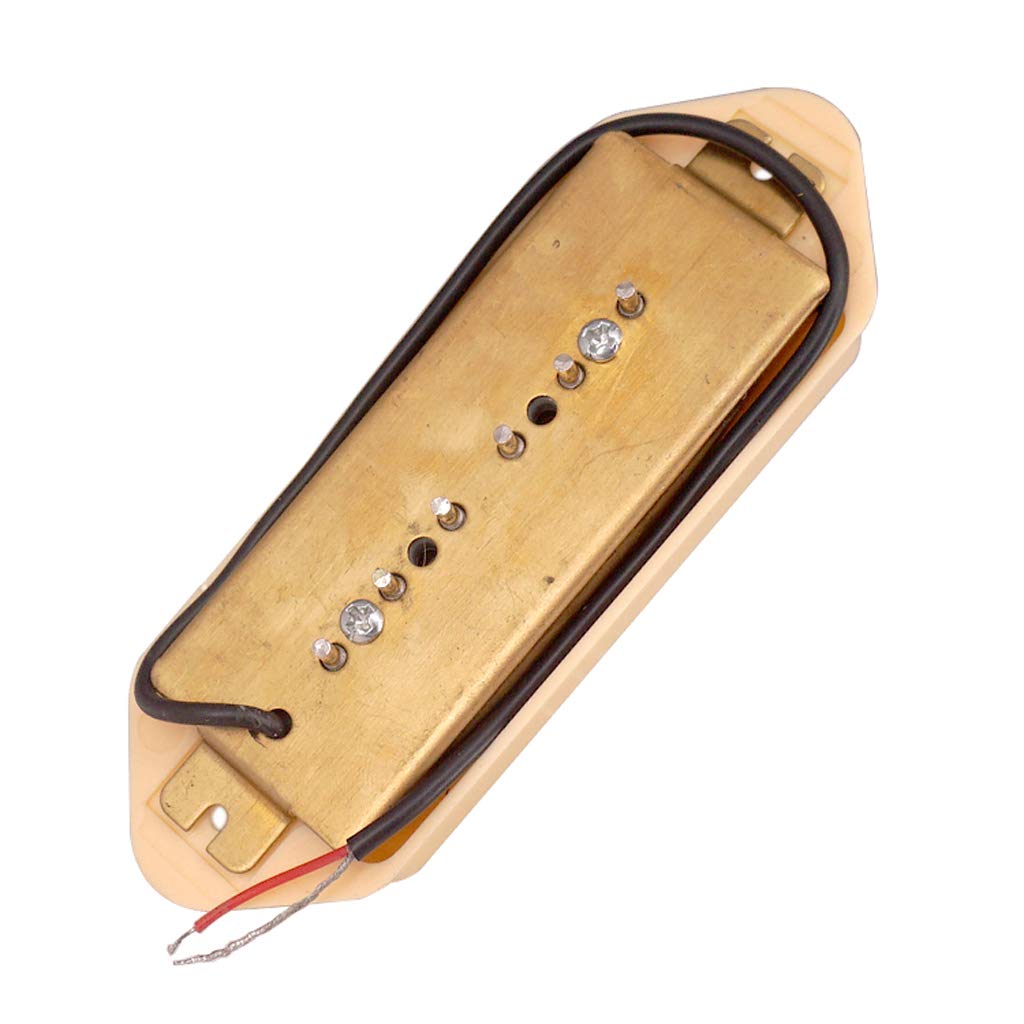 P90 Dog Ear Style Single Coil Pickups Guitar Pickups (Neck Bridge) For Epi Lp Electric Guitar Silveryellowbk 5052Mm
