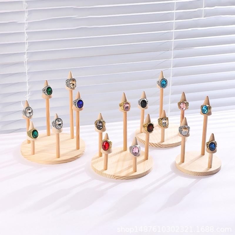 Sturdy Solid Wood Jewelry Display Stand Accessory for Rings Watches Bangles Organizers Storage Tray Showcase Prop