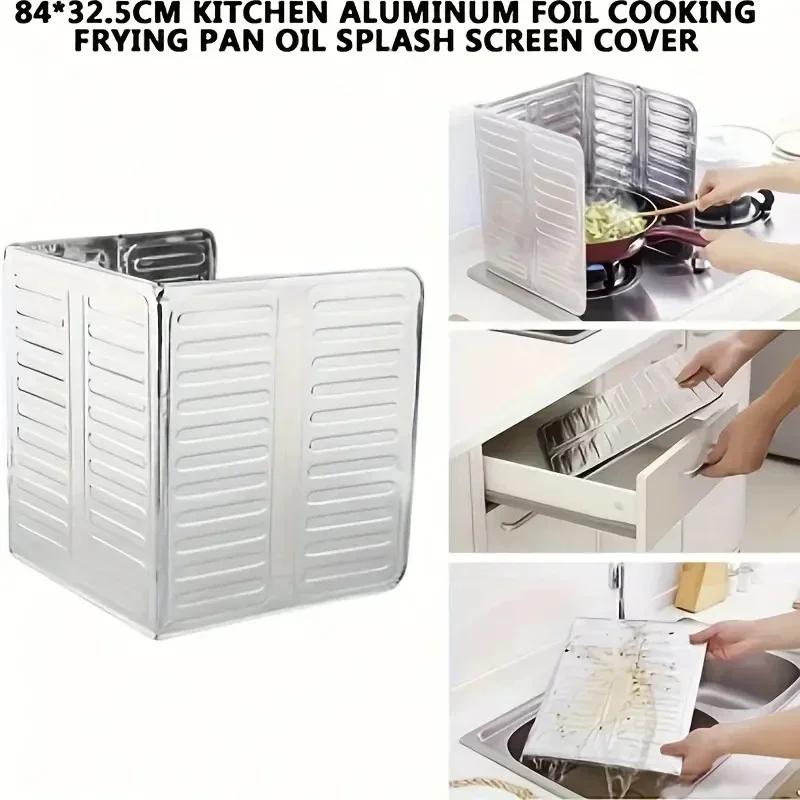 Aluminum Foldable Kitchen Gas Stove Baffle Plate Portable Frying Pan Oil Splash Protection Screen Household Kitchen Accessories