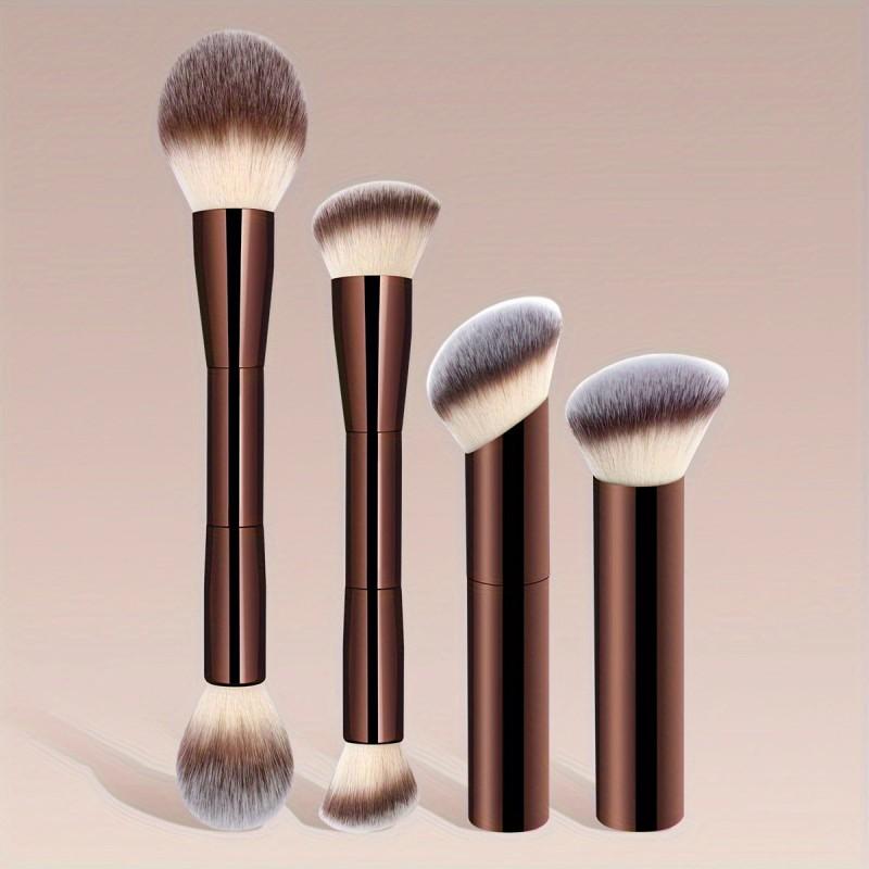 4Pcs Makeup Brush Set Foundation Blush Highlight Powder Brushes Aluminum Handles Daily Beauty