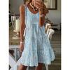 Women's Spring and Summer Casual Fashion Floral Print Loose Round Neck Sleeveless Bobbin Mid-length Dresses