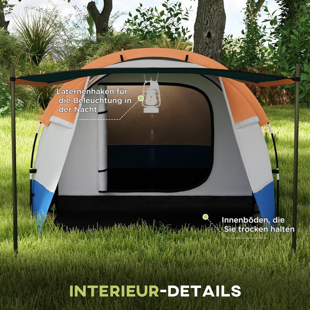 Two Man Two-Room Tent, with Porch and Accessories - Orange