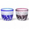 Mizukage Kiriko Pair of Glasses for Cold Diameter 60mm X Height Blue Bisho Current Model J-kitchens Sake, 50mm, 70cc, Obi-shibori & Purple,