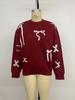 2026 Autumn/Winter Christmas Bow Jacquard Long Sleeve Sweater for Women