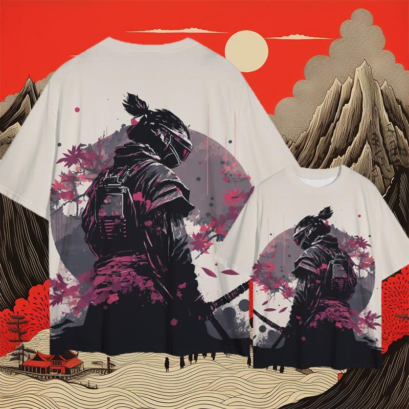Ретро мужская футболка с принтом самурая 3d, свободные футболки для мужчин, новая модная повседневная мужская одежда, свободные дышащие топы с короткими рукавами