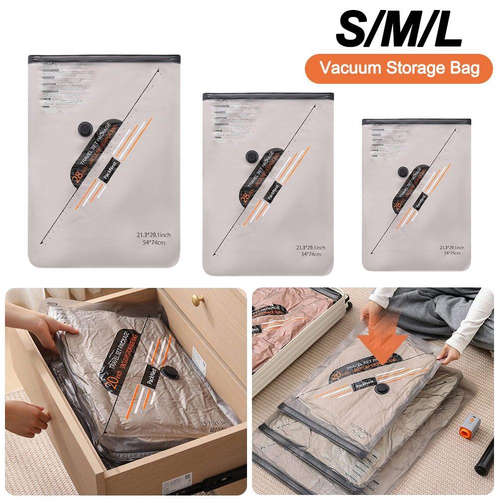 No Pump Vacuum Storage Bag Large Capacity Clothes Blankets Organizer Travel Accessories