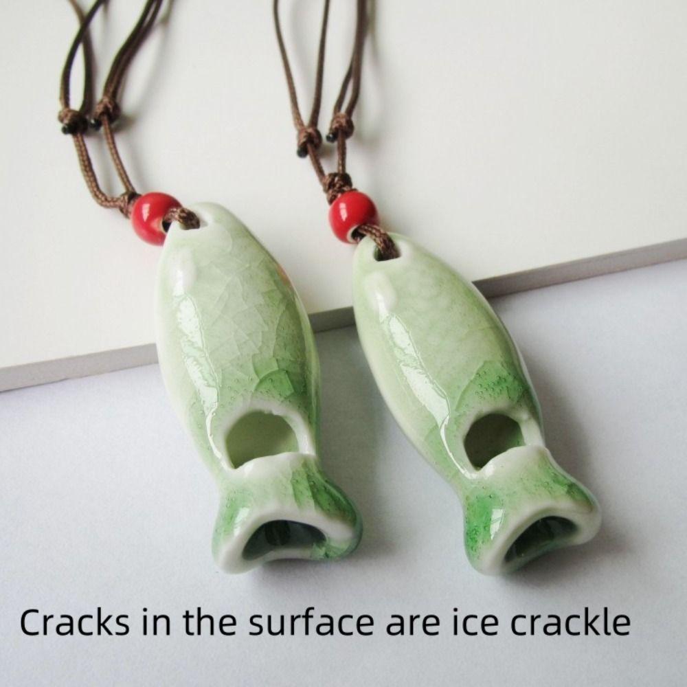 Chinese Style Porcelain Necklace Delicate Boho Ethnic Necklace Gifts Personalized Whistle Friend