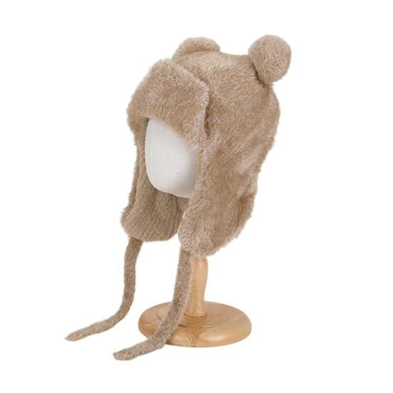 Детская шапка с ветрозащитной веревкой, мультяшная форма медведя, мягкий плюшевый подклад, эластичная теплая шапка, зимний головной убор для мальчиков и девочек