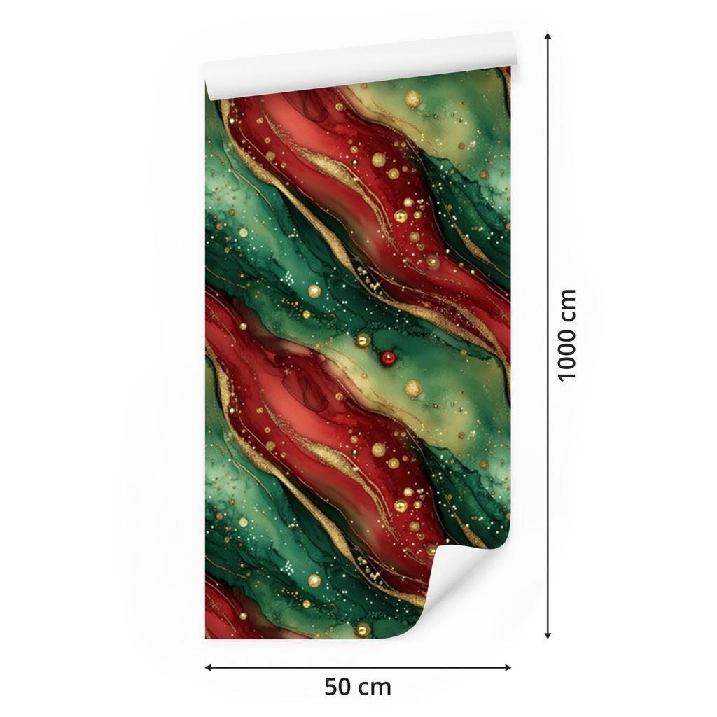 Ink Wallpaper Red, Green and Bottle Green 50x1000
