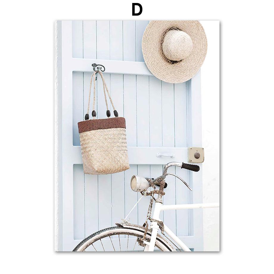 Голубая роза, океан, пляжный велосипед, морская звезда, маяк, постеры и принты, настенная живопись на холсте для гостиной, декоративные фотографии