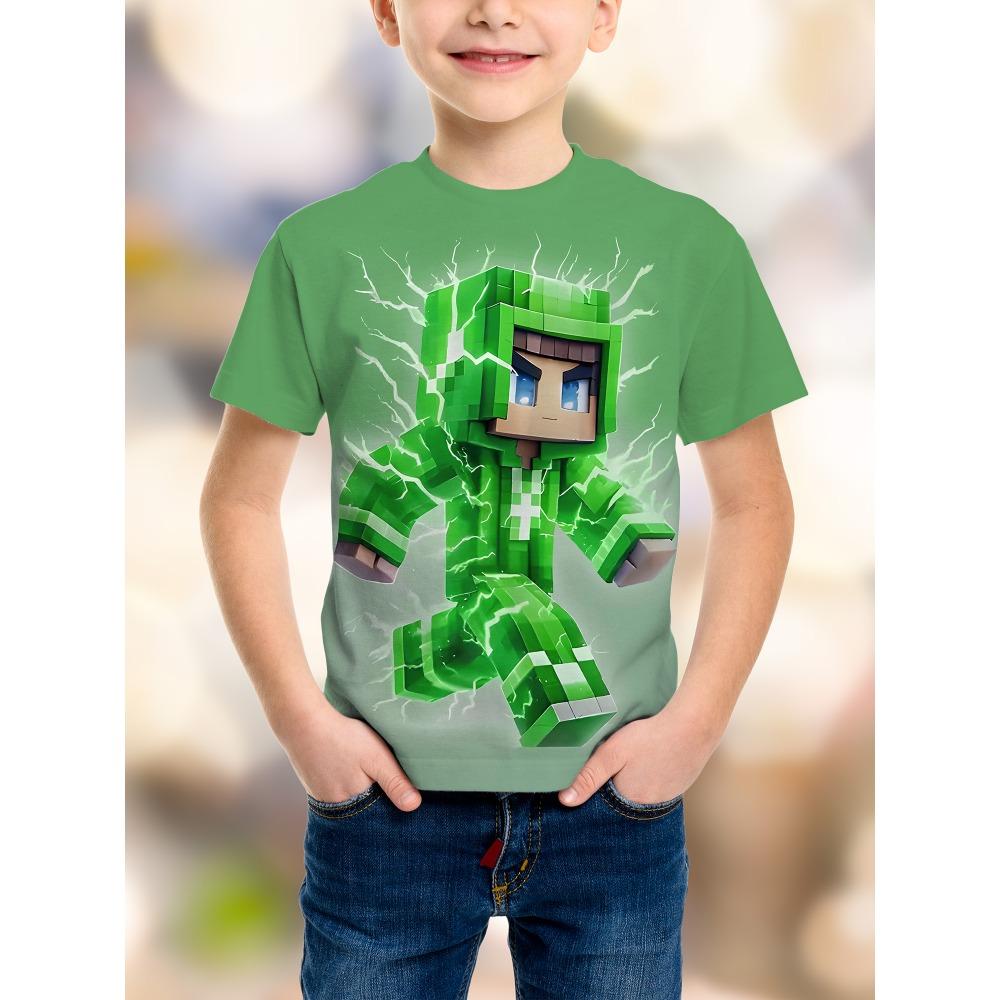 Game Pixel Birthday Party Children's T-shirt Humorous and Funny Boys Fashion Novelty Gift Short Sleeve T-shirt