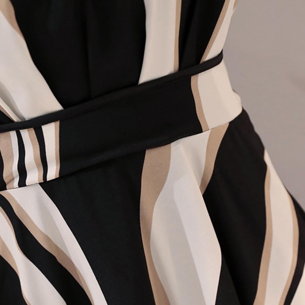 Модное женское деловое платье с поясом и круглым вырезом с коротким рукавом длиной до колена