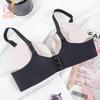 Женский бесшовный бюстгальтер с буквенным принтом без стального кольца, мягкий бюстгальтер из ледяного шелка, сексуальный бюстгальтер пуш-ап со сборками