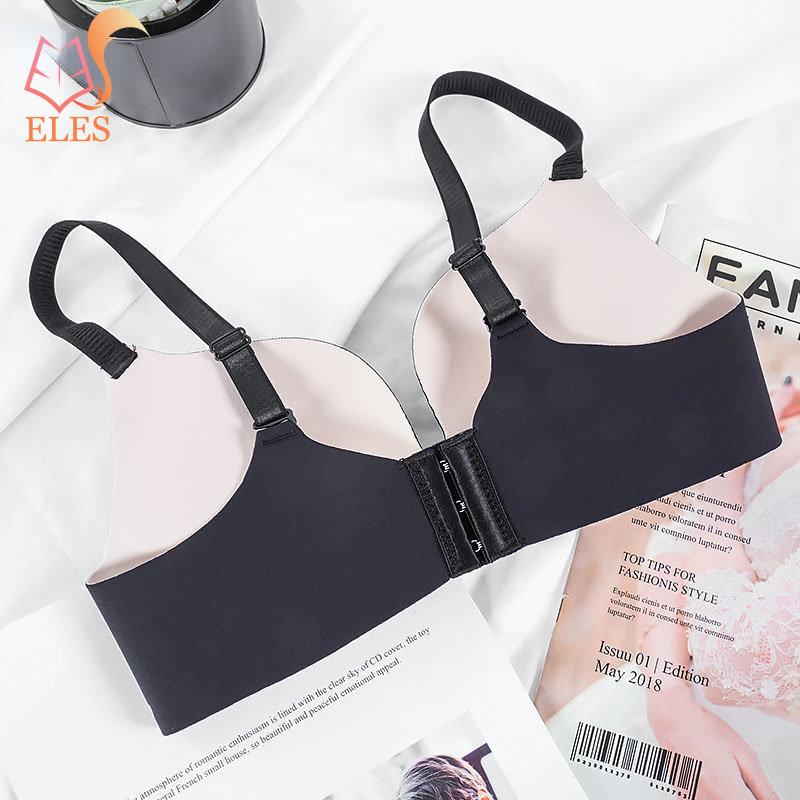 Женский бесшовный бюстгальтер с буквенным принтом без стального кольца, мягкий бюстгальтер из ледяного шелка, сексуальный бюстгальтер пуш-ап со сборками