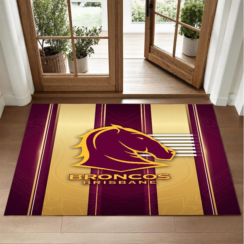 Brisbane Broncos Design Crystal Velvet Rug Soft Decorative Mat for Bedroom Entrance