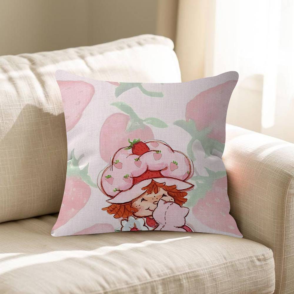 SStrawberry Vintage SShortcake Office Cushion Pillowcase Car Cushion Cover45X45CM Lumbar Pillowcase Sofa Pillowcover