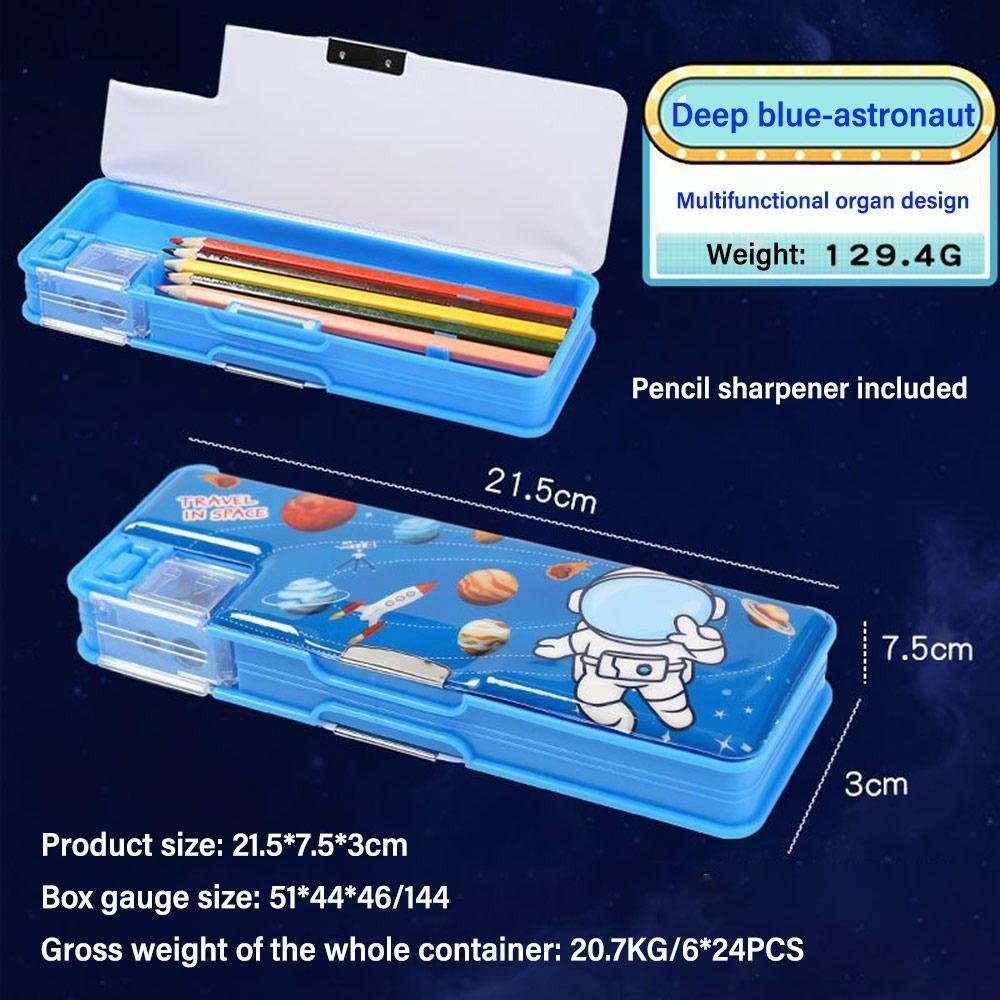 Пенал с дизайном астронавта, двухслойный ящик для хранения канцелярских принадлежностей, мультяшный пенал для мальчиков/девочек