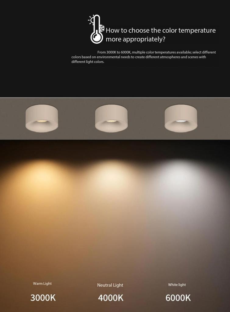 Best-selling Surface Mounted Downlight,celling Light 15W Anti-glare CRI98 Down Light for COB Living Room Home Office