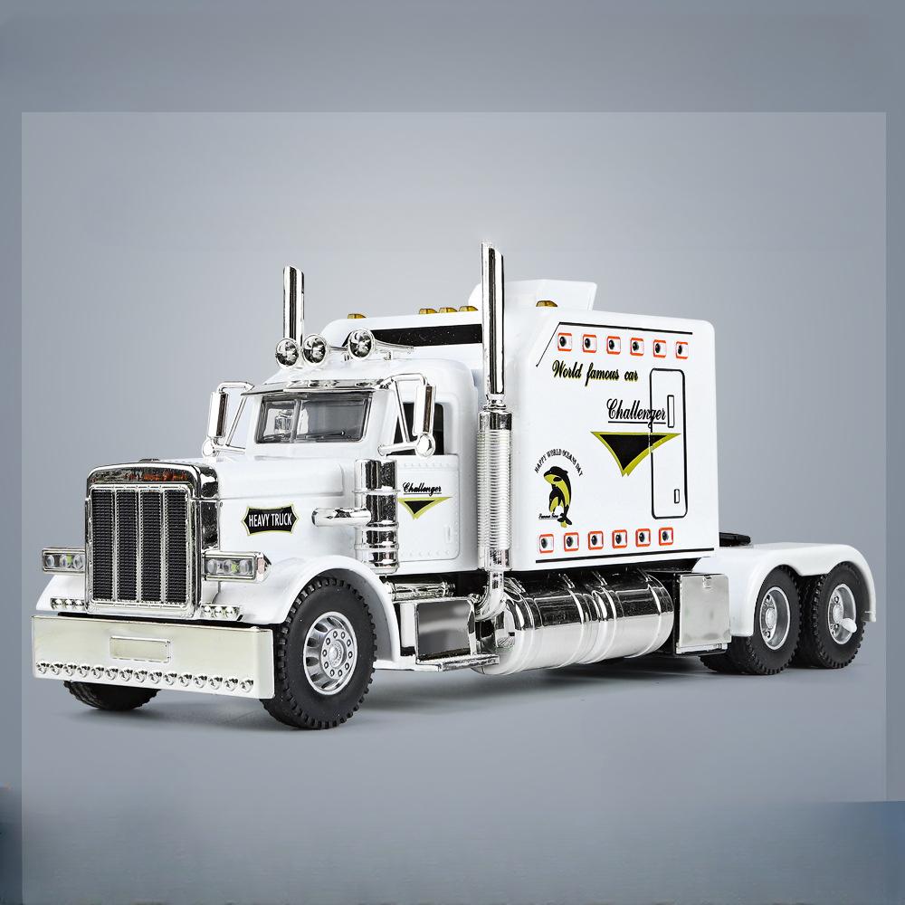 Игрушечная модель тяжелого грузовика Peterbilt 389 в масштабе 1/24, литая модель из сплава, со звуком и светом, модель грузовика с инерционным механизмом, игрушка для мальчика, детская подарочная коллекция