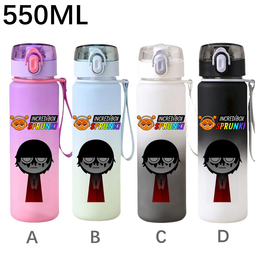 High Quality 550ml Game Sprunki Gradient Sports Water Bottle Cartoon Leak-proof Portable Drinking Bottles Outdoors Sports Fitness Water Cup
