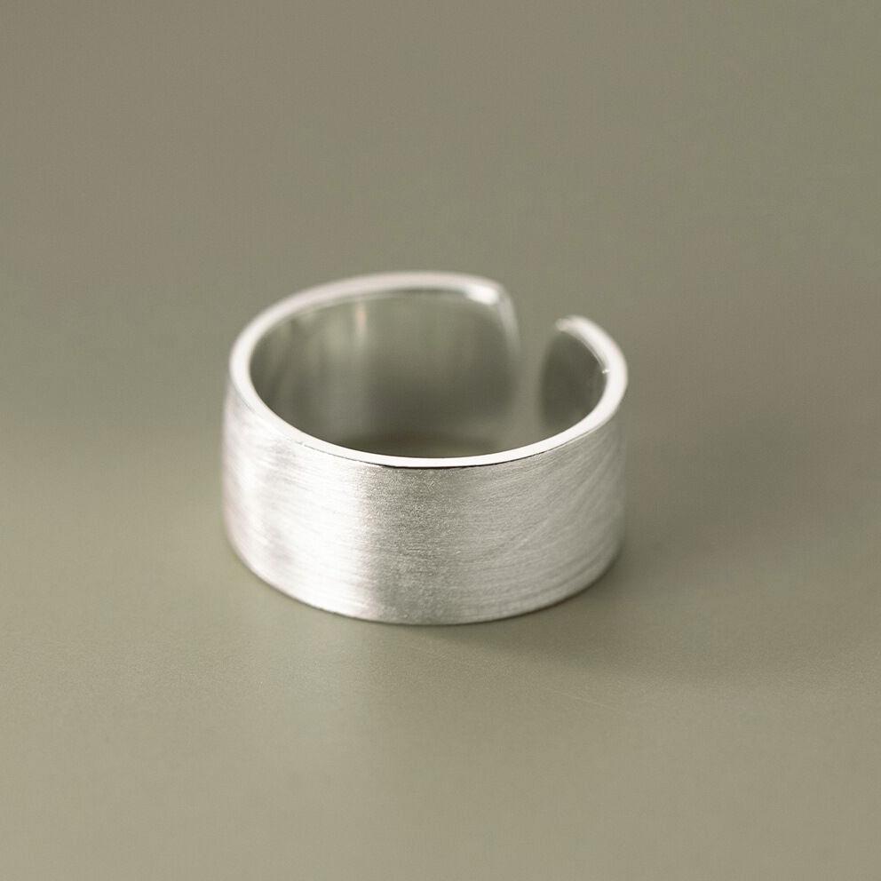 Корейское серебряное геометрическое широкое открытое кольцо для женщин - Простое и стильное