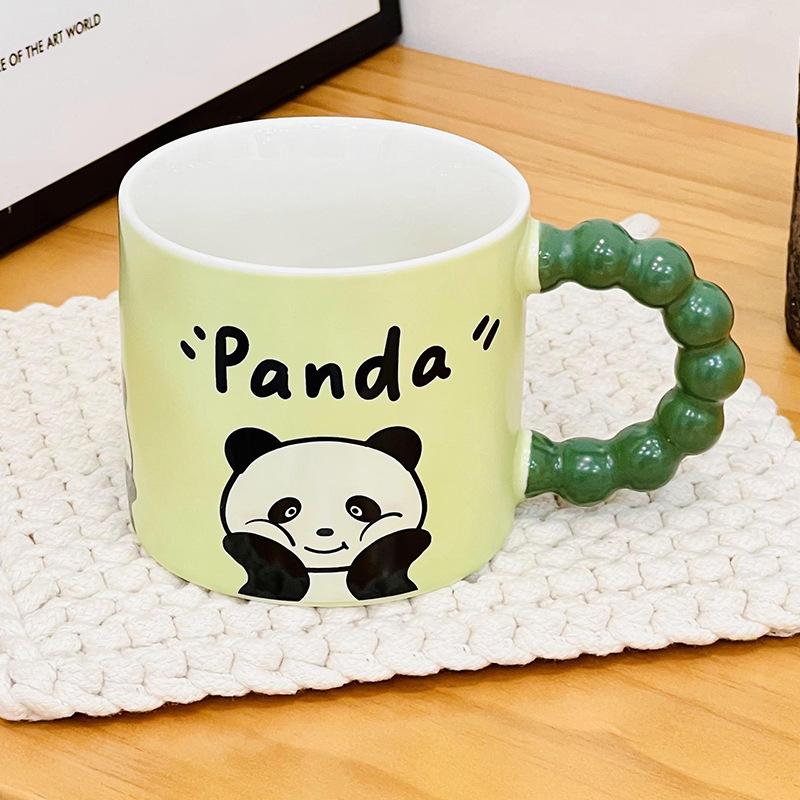 Cute Ceramic Cup with Lid Student Breakfast Cup Cartoon Bear Mug Large Capacity Gift Water Cup Household Set