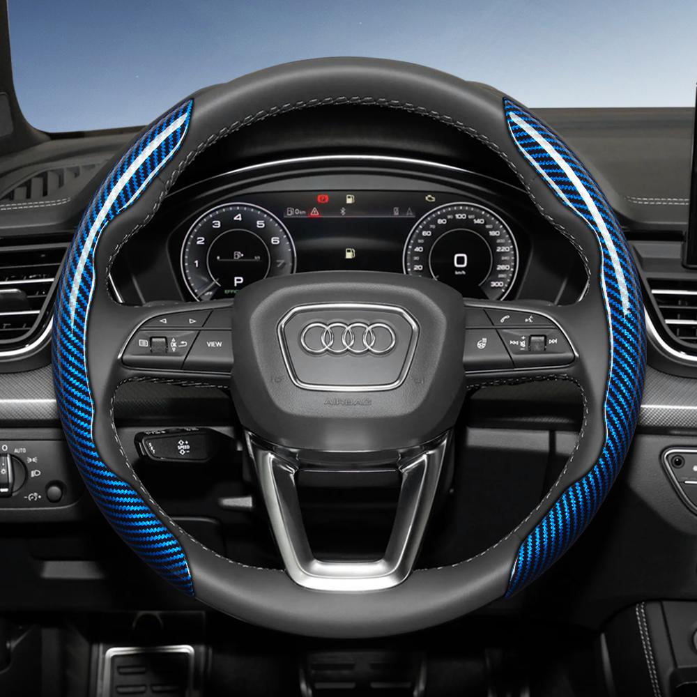 Suitable for qaz24 Carbon Fiber Texture Steering Wheel Cover with Segmented Quick-Release Design, Durable, for Models Such as Q5 Q3 A4 A6 Q7 Q8 Q4 Q6