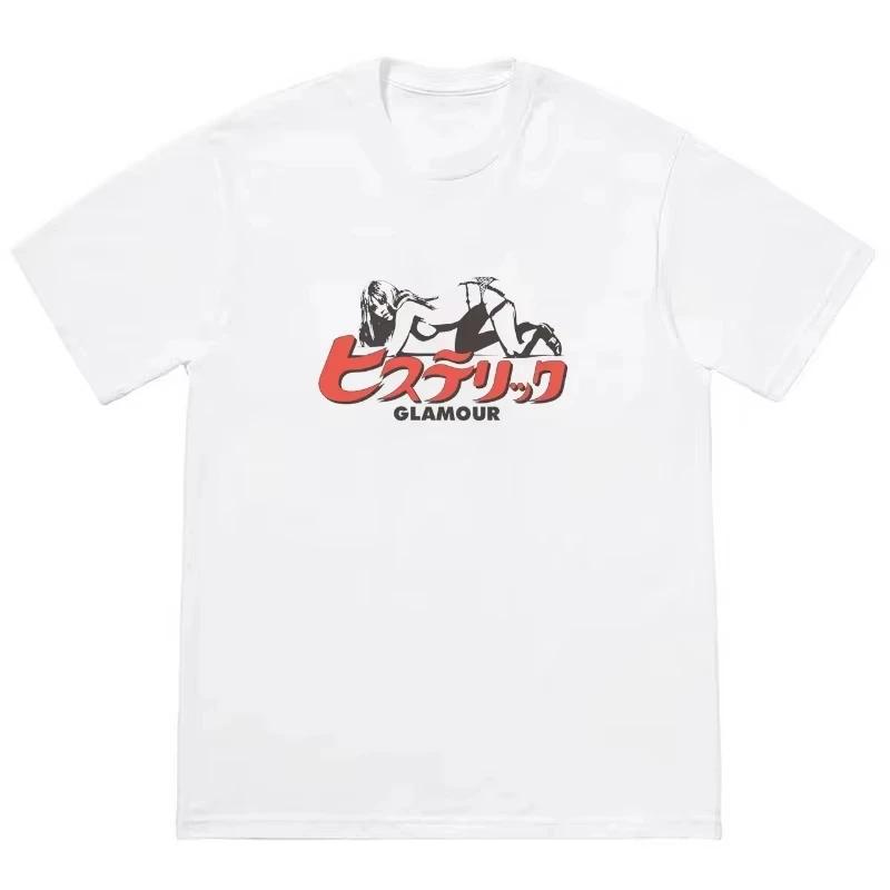 2025 Футболка Hysteric Glamour Футболка в американском ретро стиле Уличная культура Бренд-тренд Футболка Нишевая Высококачественная Тренд Короткий рукав