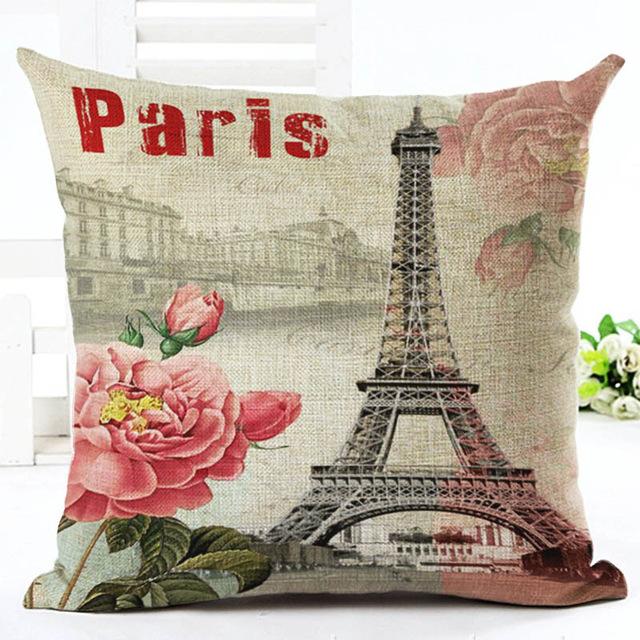 European Building Cushion Cover Cotton Linen Pillow Case American Painting Sofa Decorative Pillowcase Home Accessories Cover