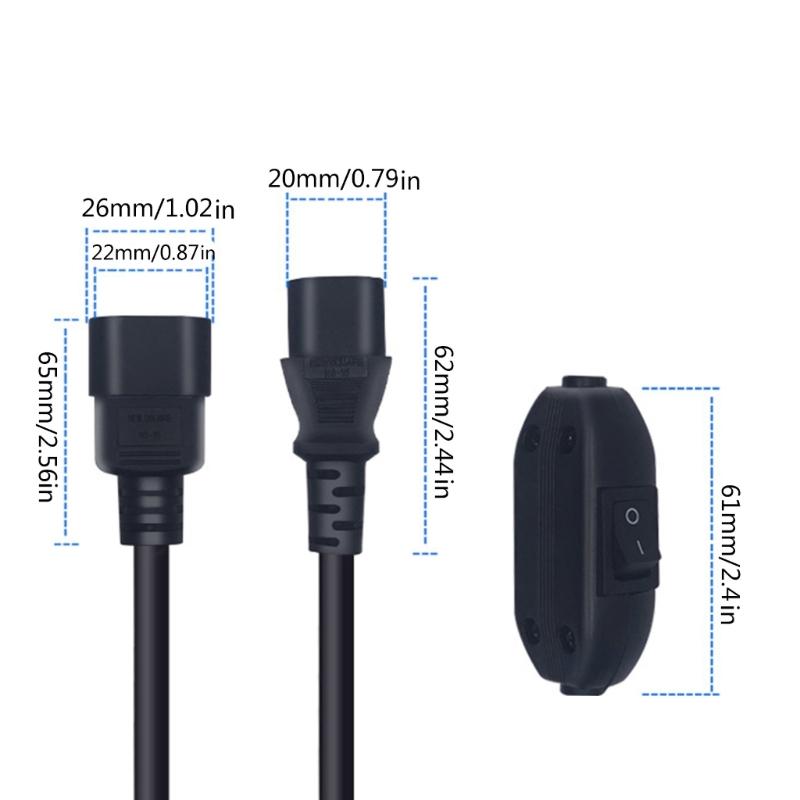 12-дюймовый кабель-удлинитель питания для компьютера в стиле PDU C14 - C13 с выключателями, 30 см / Черный кабель-удлинитель питания