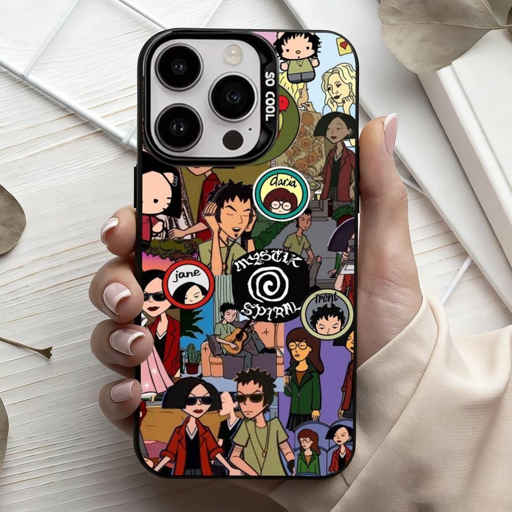 Daria Cool Girl Fashion Чехол для телефона iPhone17,16,15,14,13,12,11 Plus,Pro Max Черный Конфетный серебристый чехол для телефона