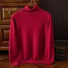 Осень-зима мужской свитер с высоким воротником, толстый эластичный трикотаж с длинными рукавами, теплый однотонный трикотаж, свободный повседневный деловой свитер