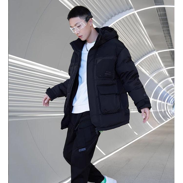 Li Ning X Star Wars Collaboration Series Hooded Loose Long Sleeve Down Jacket Men Outerwear Black AYMR209-1