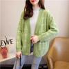 Women's Imitation Mink Cardigan Jacket Autumn and Winter Loose V-neck Button Bottoming Shirt Top for Women