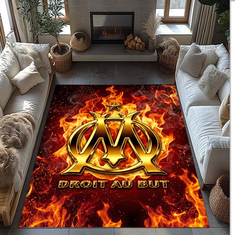 Olympique Lyonnais FC Soccer Football Pattern Soft Area Rug Non Slip Indoor Floor Carpet Sports Decor Mat for Bedroom