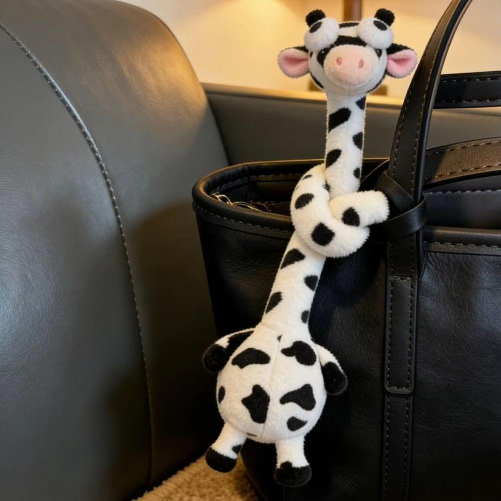 White Color Long Neck Chicken Plush Keychain Funny Design Pink Pig Plush Pendant  Bag Charm Decor