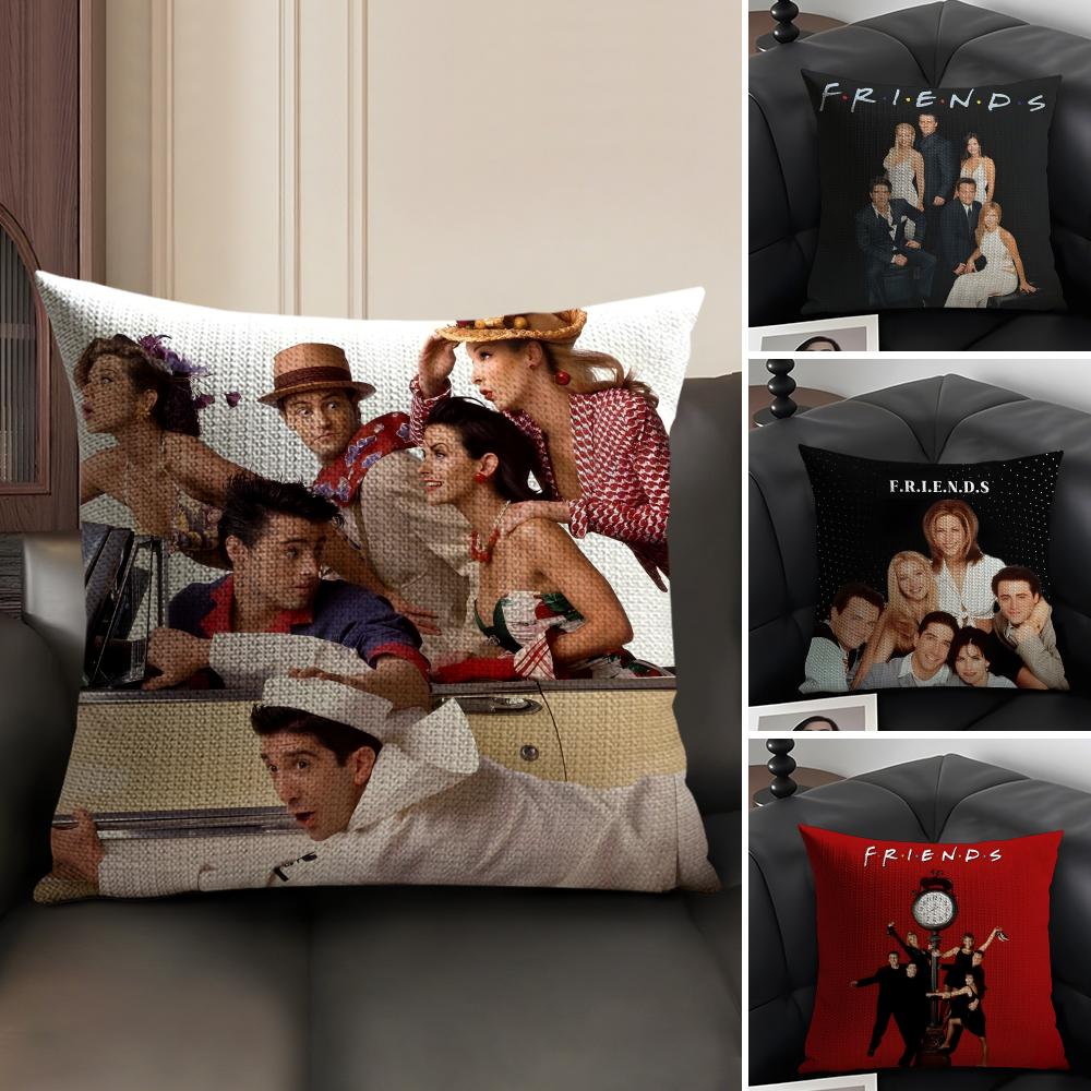 Classic FFriends TV Show Cushion Cover Natural Linen Organic Fabric DoubleSided Printing Sofa Home Decor Gift Pillow Case