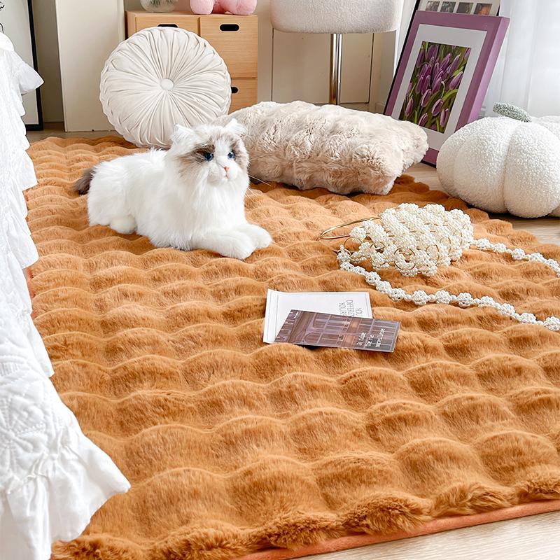 Мягкий меховой коврик из кролика для спальни, напольный ковер, пушистый теплый коврик для дивана, прикроватный коврик
