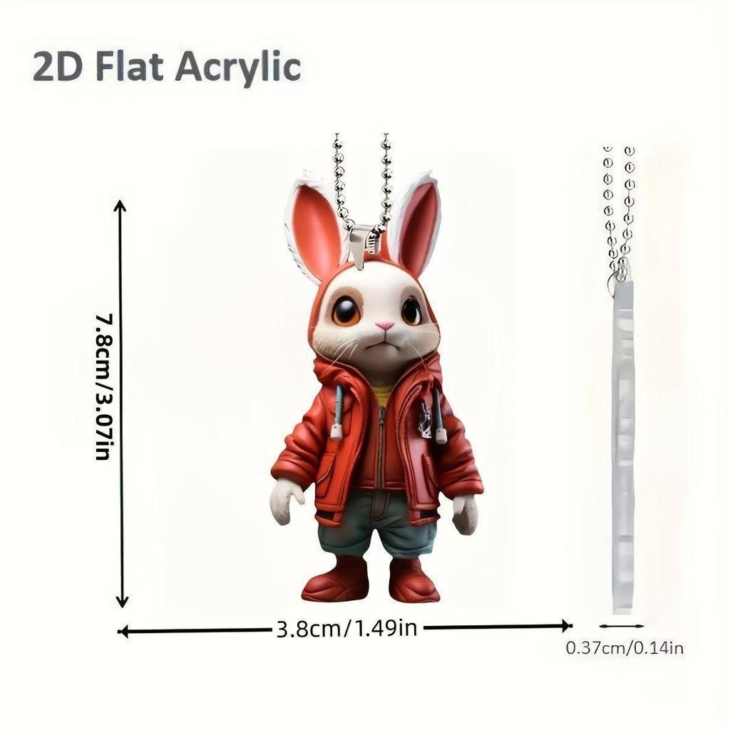 Rabbit Cartoon Cute Pattern Acrylic Pendant For Car Decoration Accessories