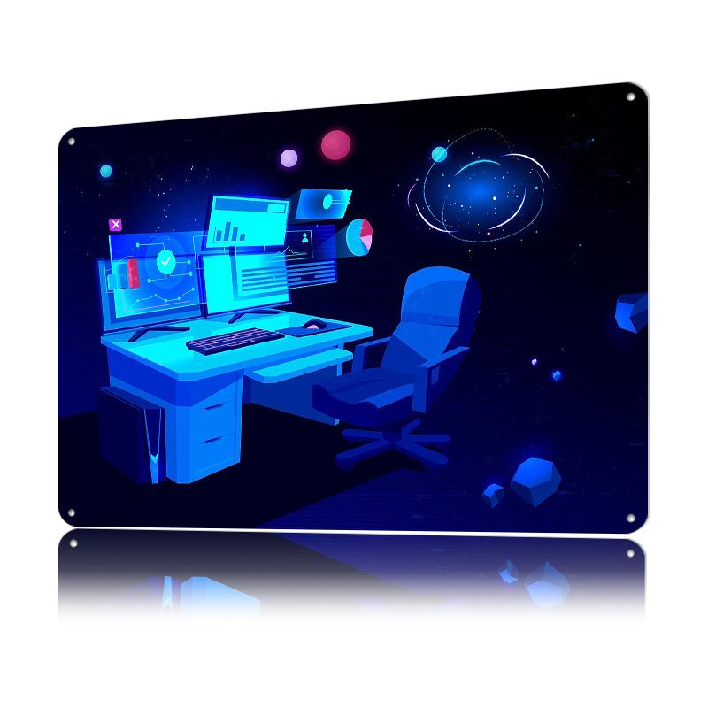 Synthwave Space Metal Poster Customized Wall Art Retro Vintage Tinplate Signs for Room Decorating Interior Office Decor House