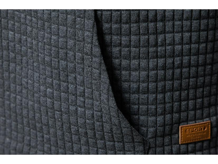 2024 New European Men's Quilted Plaid Cotton Hooded Sweatshirt