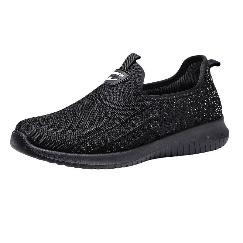 Huili Men's Shoes 2024 Autumn New Lazy Dad Shoes Non-slip, Comfortable and Lightweight Work Shoes, Breathable Mesh Shoes
