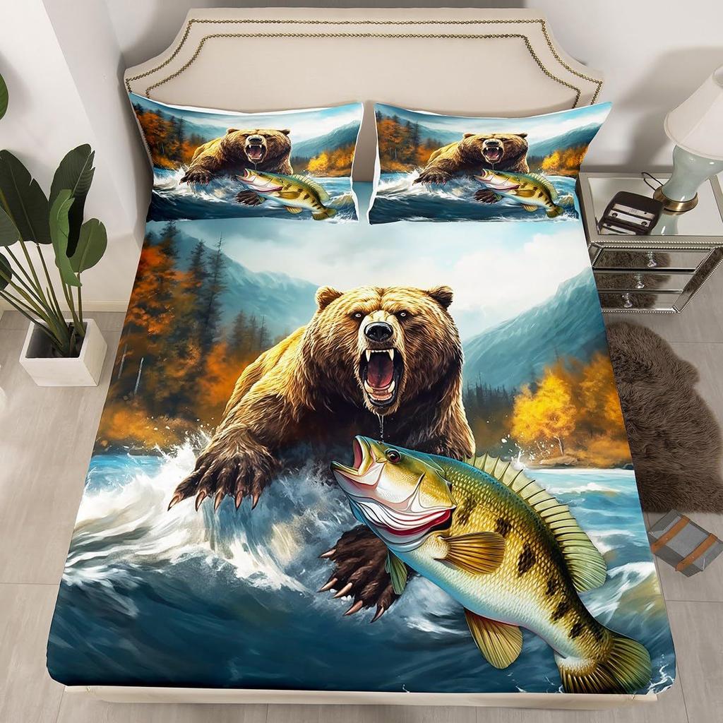 Матрас с рисунком льва, трехпредметный, цифровая печать, для пары, черный, золотой, корона, покрывало, постельное белье