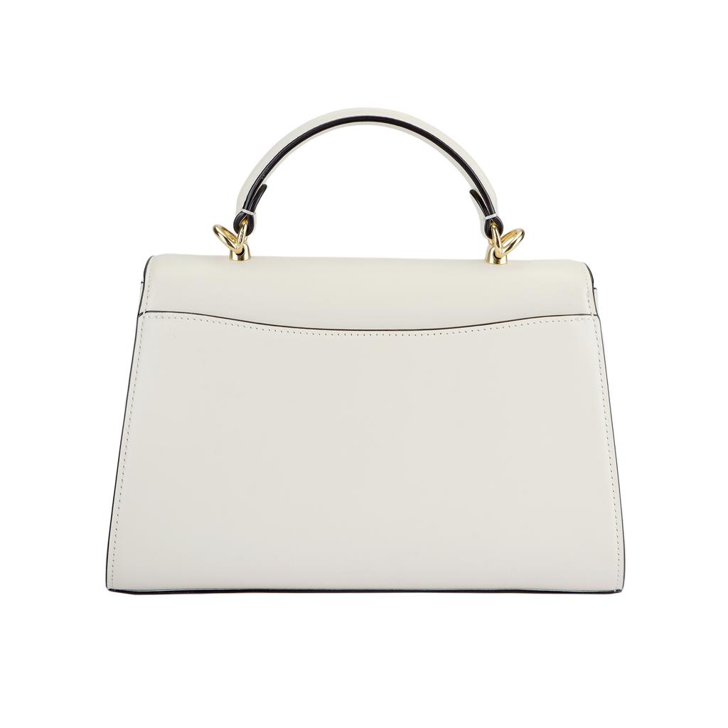 Coach Eliza 27 Classic Monogram Oval Lock Flap Hardware Leather Shoulder Crossbody Tote Bag Large Women handbags Chalk-White CP006-IMCHK