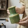 Пятнистая японская грубая керамика Зеленая ваза Чайная комната Дом для гостей Цветочная композиция Экспортный Ретро стиль Украшение
